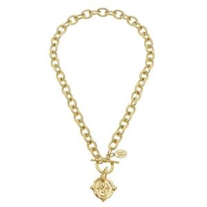 Susan Shaw Fleur-De-Lis Intaglio Toggle Necklace